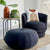 Wide Round Big Pouf Black Ottoman