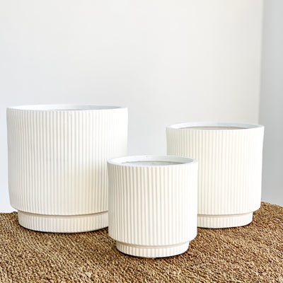 Linear Fluted Fiber Clay Planter