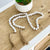 Wooden White Wash Bead Garland With Tassels