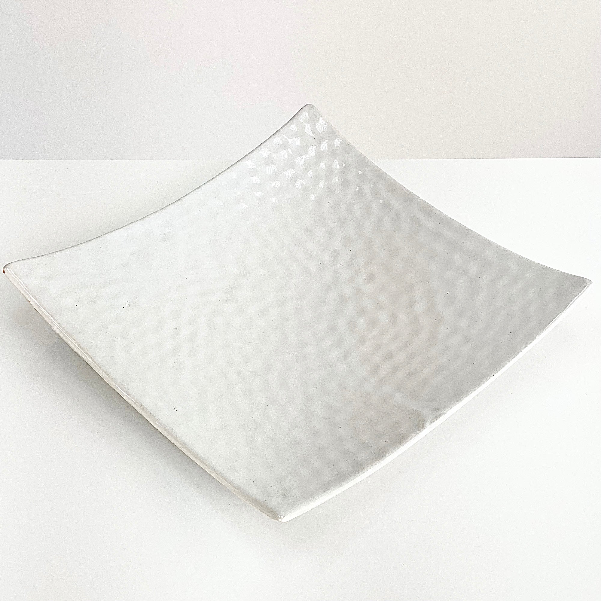 Hammered Square White Plate