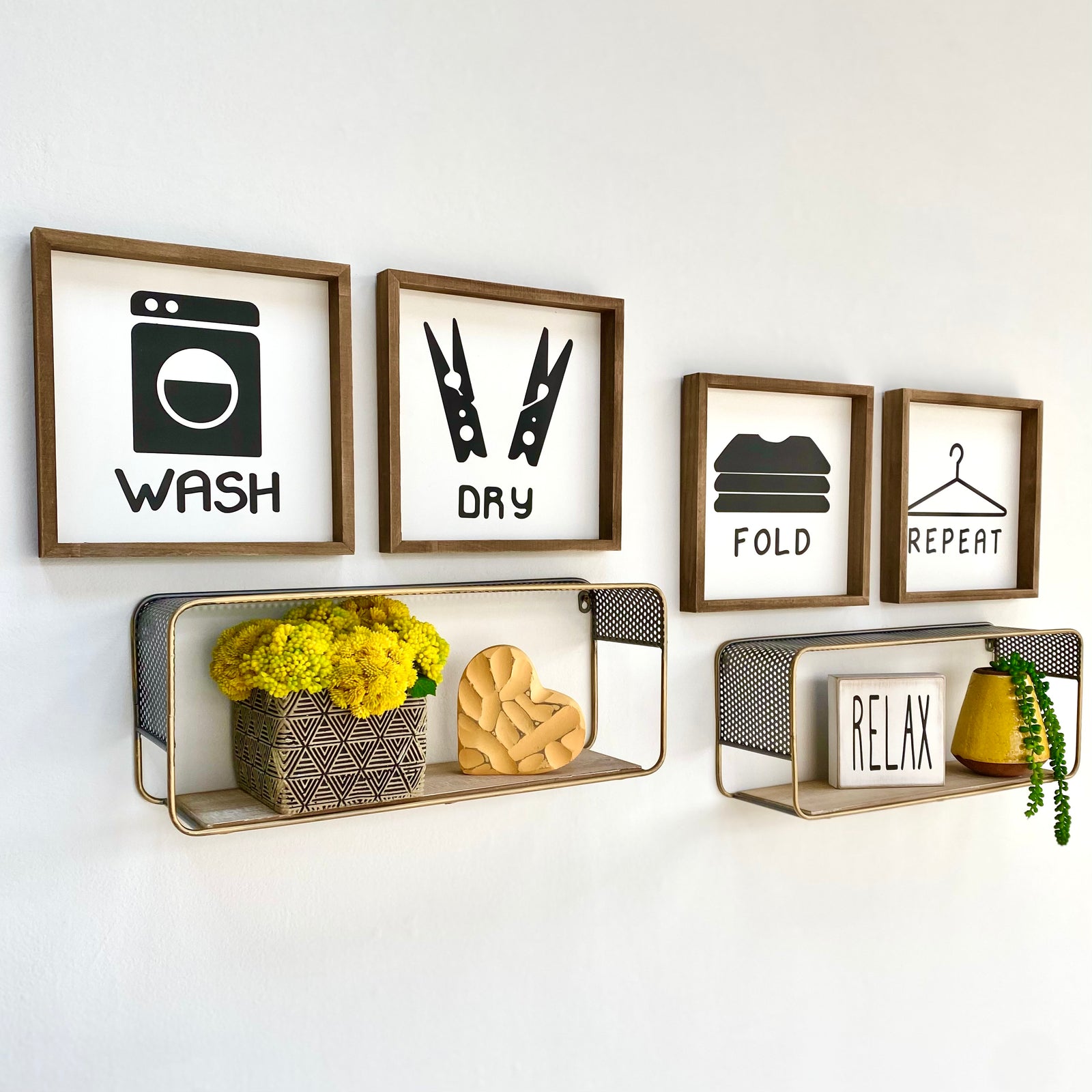 Wash, Dry, Fold, Repeat Wooden Wall Art Set