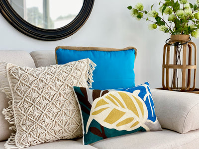 Tropical Leaves Embroidere Pillow