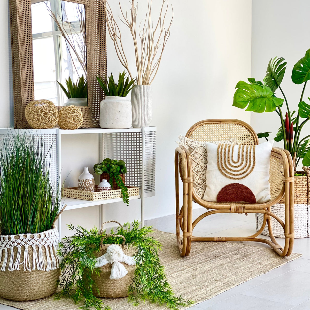 Pom Pom and Tassel Seagrass Belly Basket