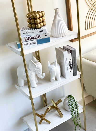 Wood and Metal Wall Shelf Gold Frame