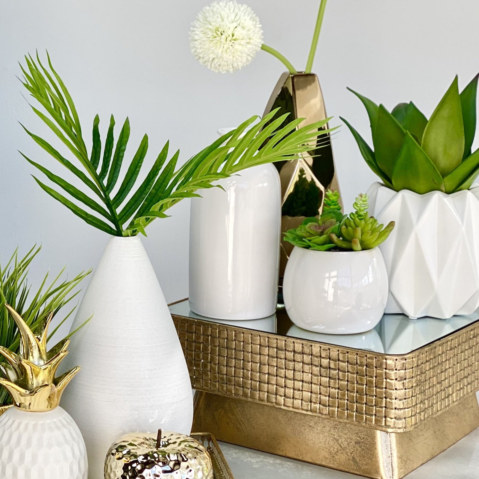 Gold Metal Square Mirror Stand