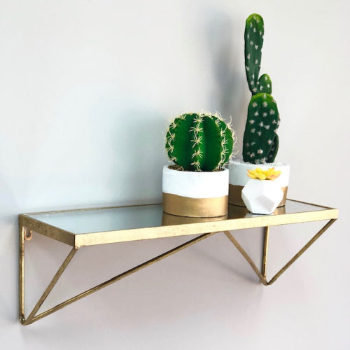 Synthetic Cactus in a White & Gold Pot