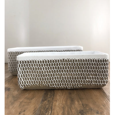 Large Base Textured Cement Vase