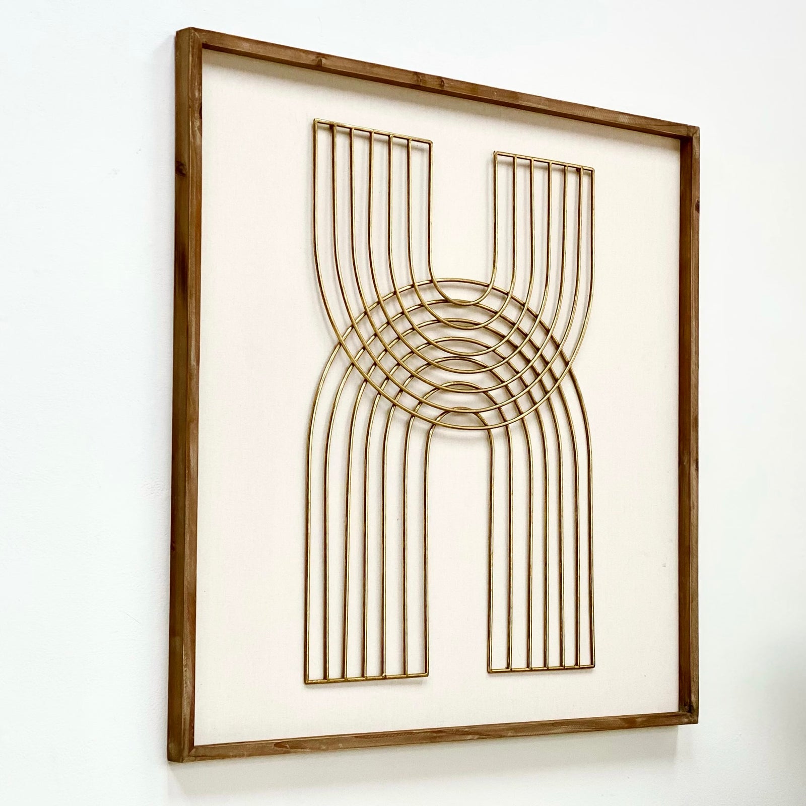 Mid Century Golden Arcs Wooden Wall Art