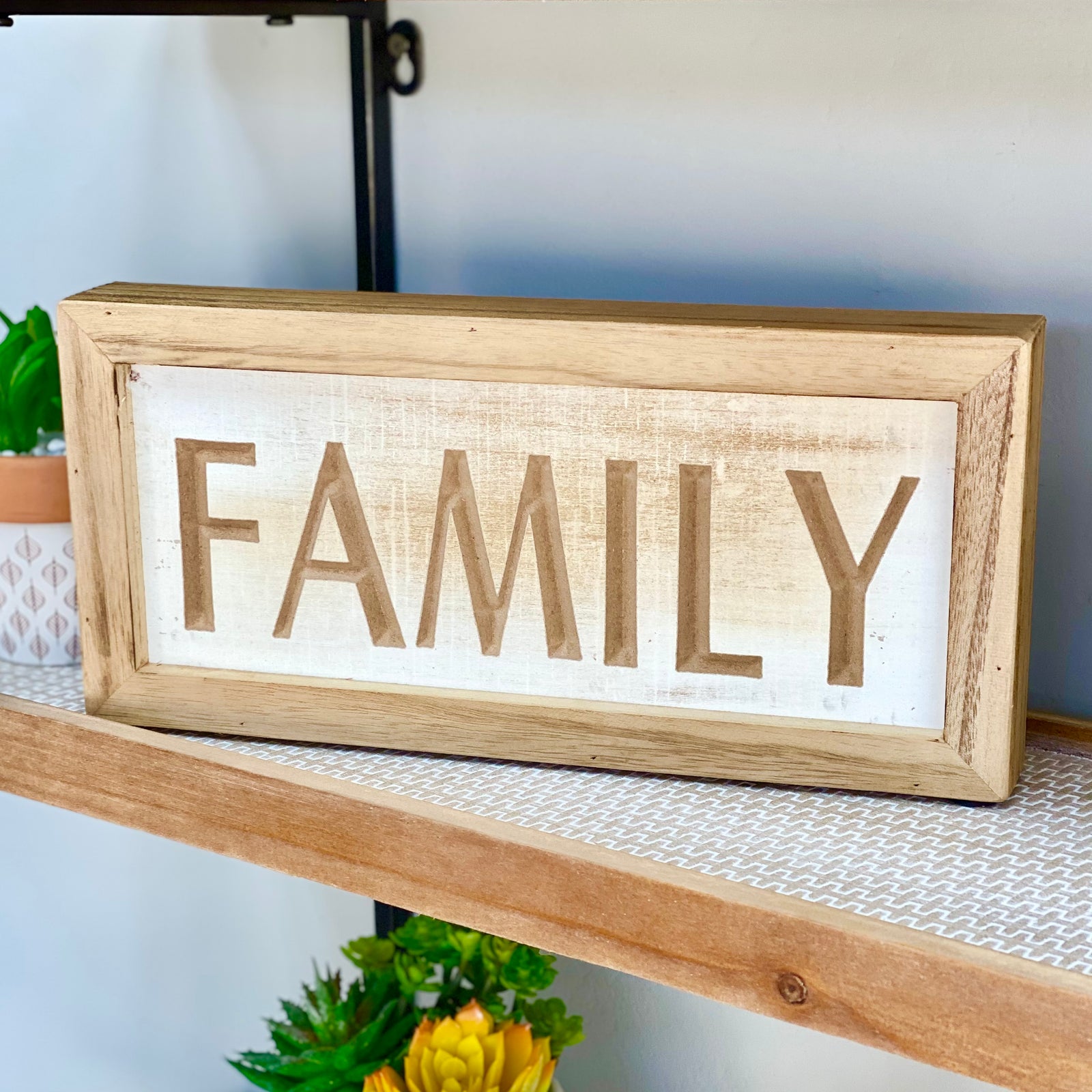 Family Wood Carved Table Top Sign