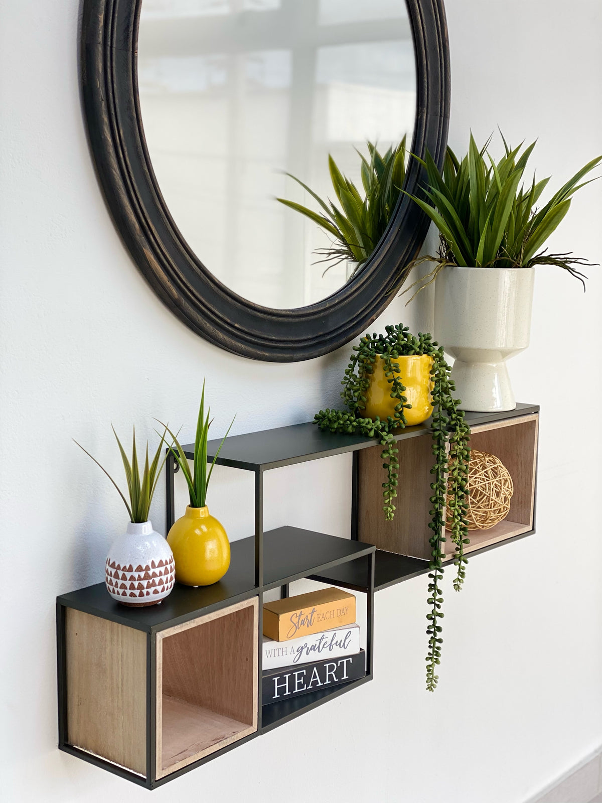 Interlocking Wood and Metal Wall Shelf