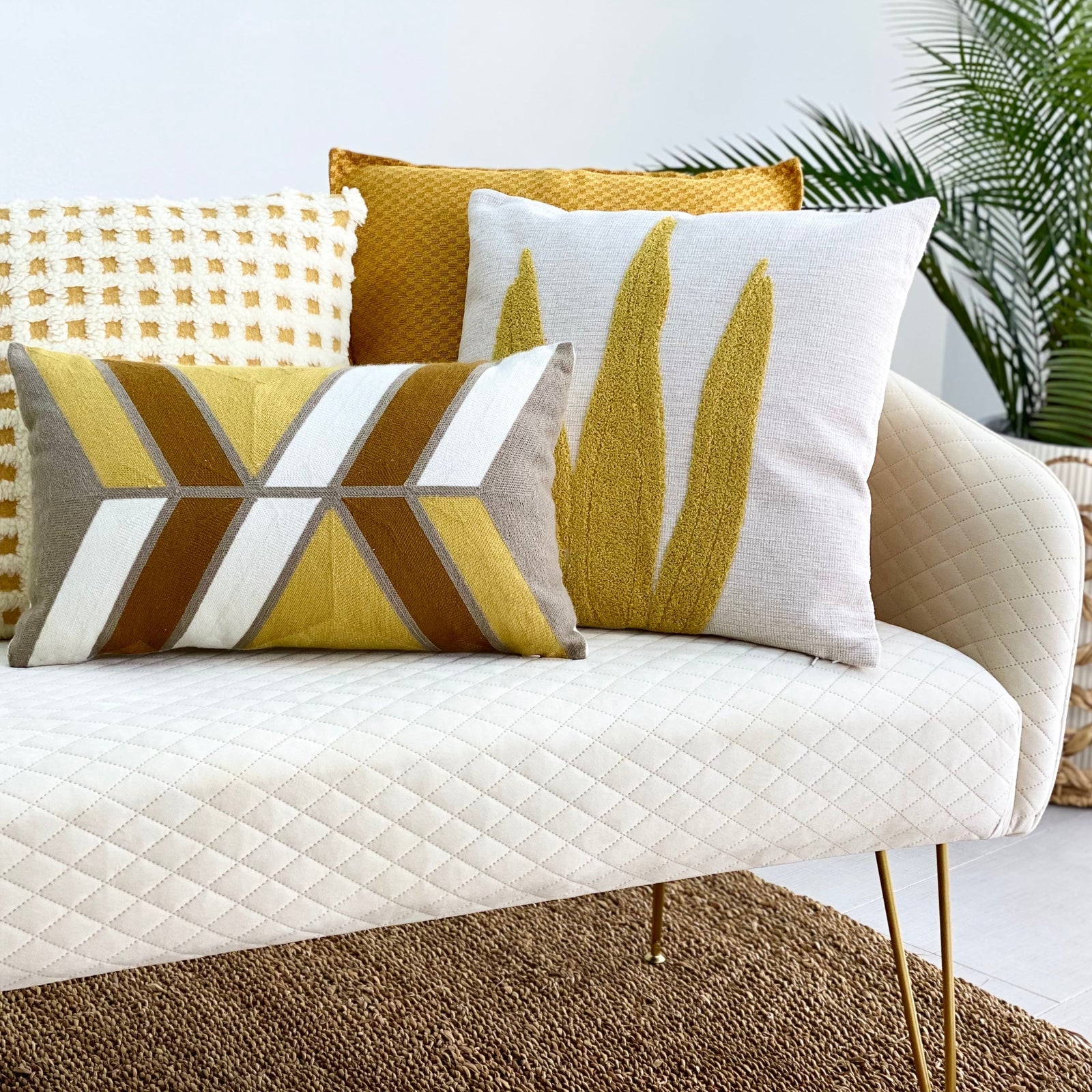 Connecting Dots Mustard Pillow