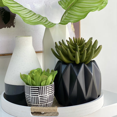 Black Bottom Ceramic Bud Vase