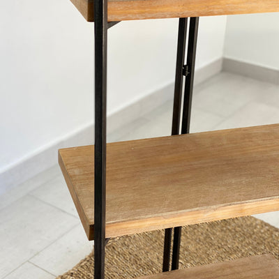 Wood and Black Metal Industrial Wall Shelf