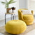 Wide Round Big Pouf Yellow Ottoman