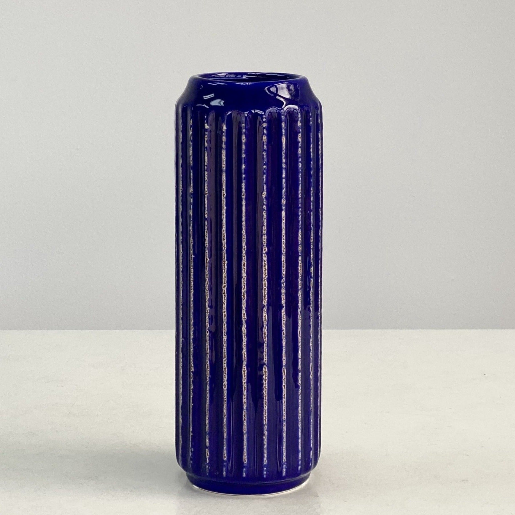 Ceramic Electric Blue Vase Rusted Edges