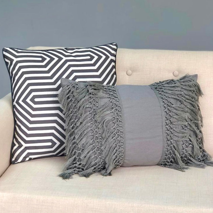 Geometric White & Gray Pillow