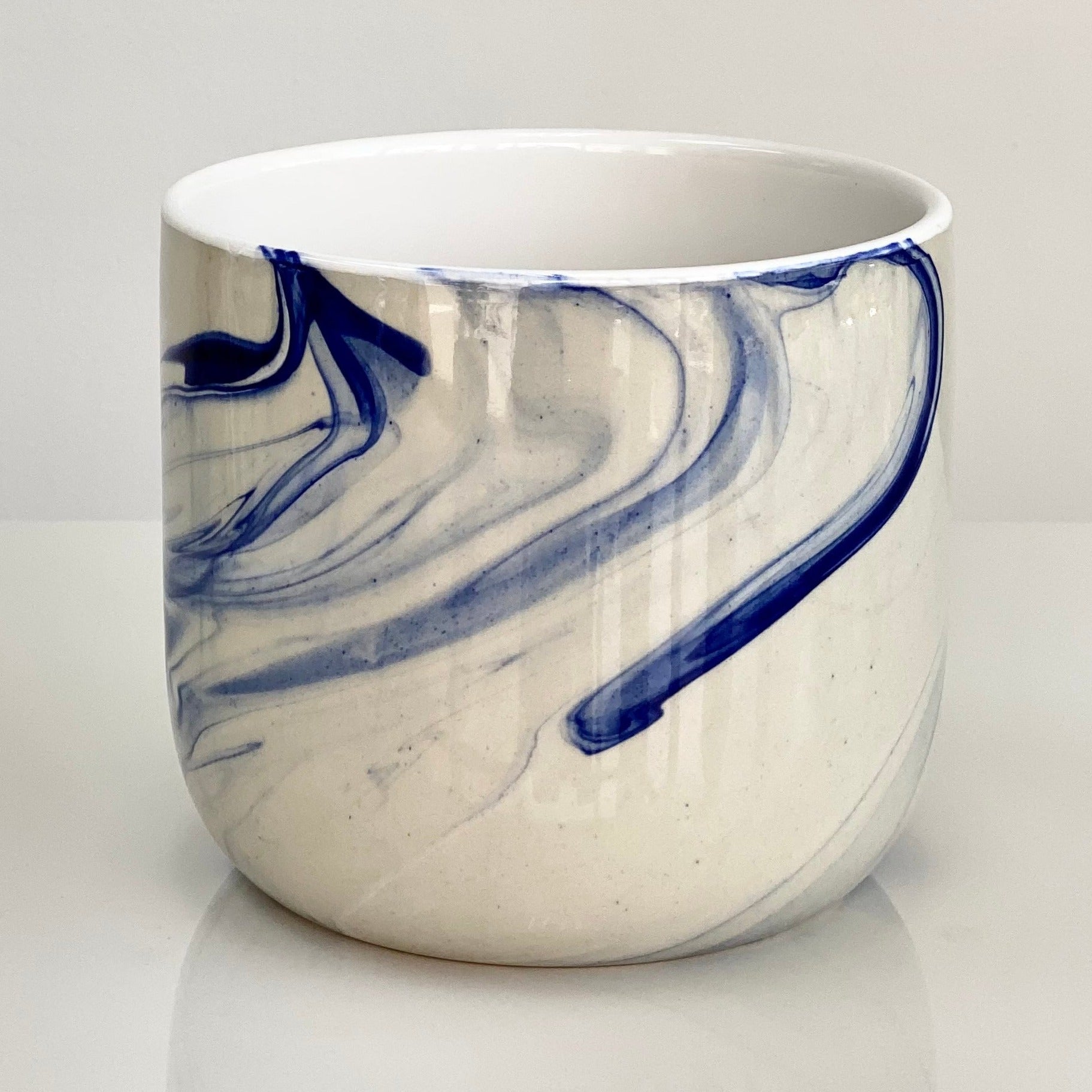 Ceramic Round Pot Abstract Blue Design