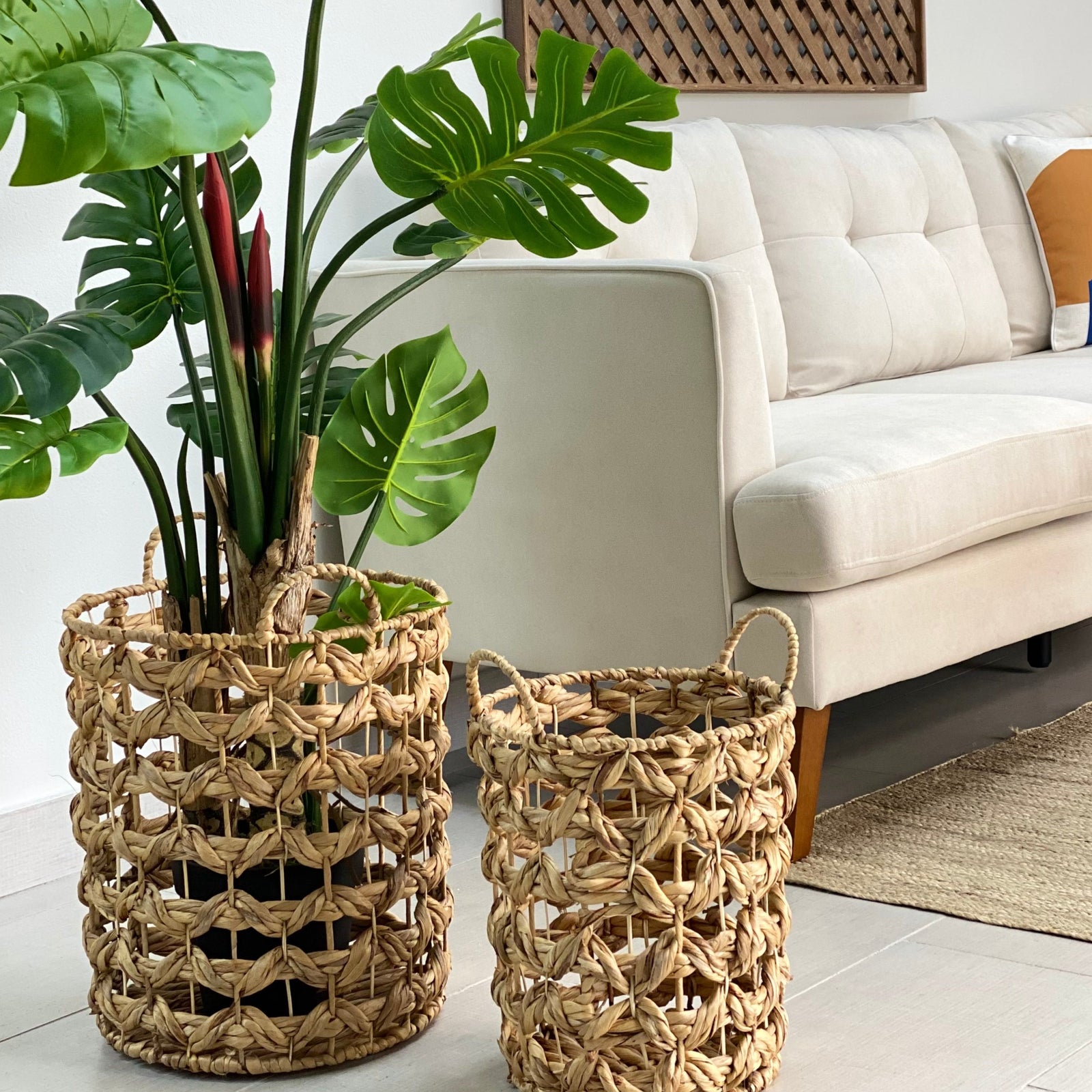 Handcrafted Water Hyacinth Braided Basket Planter