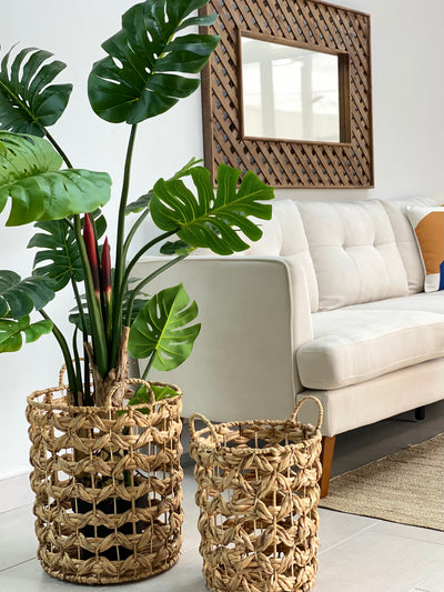 Handcrafted Water Hyacinth Braided Basket Planter