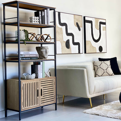 Wooden Bookshelf Industrial Look
