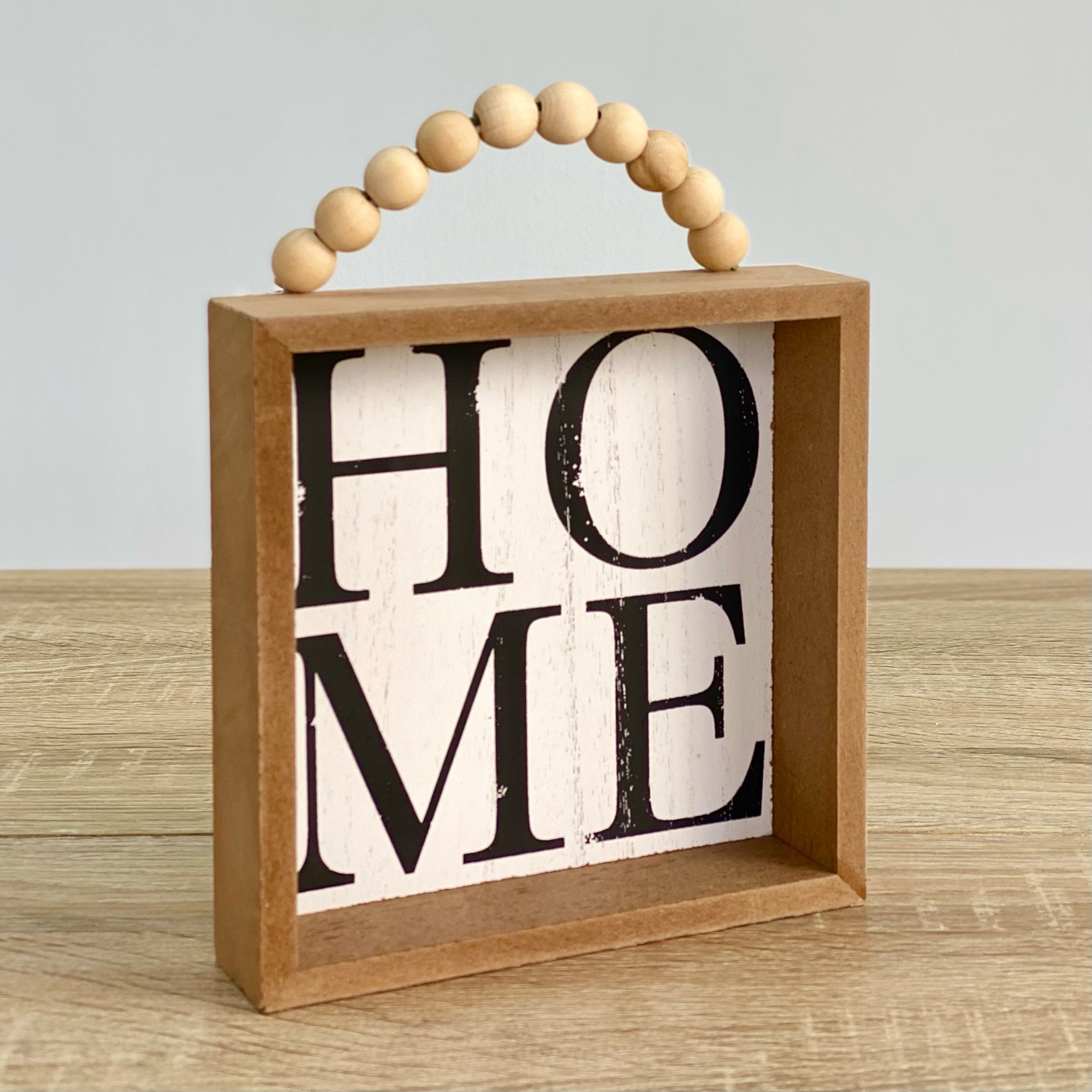 Home Wooden Table Top Sign With Wood Bead Hanger