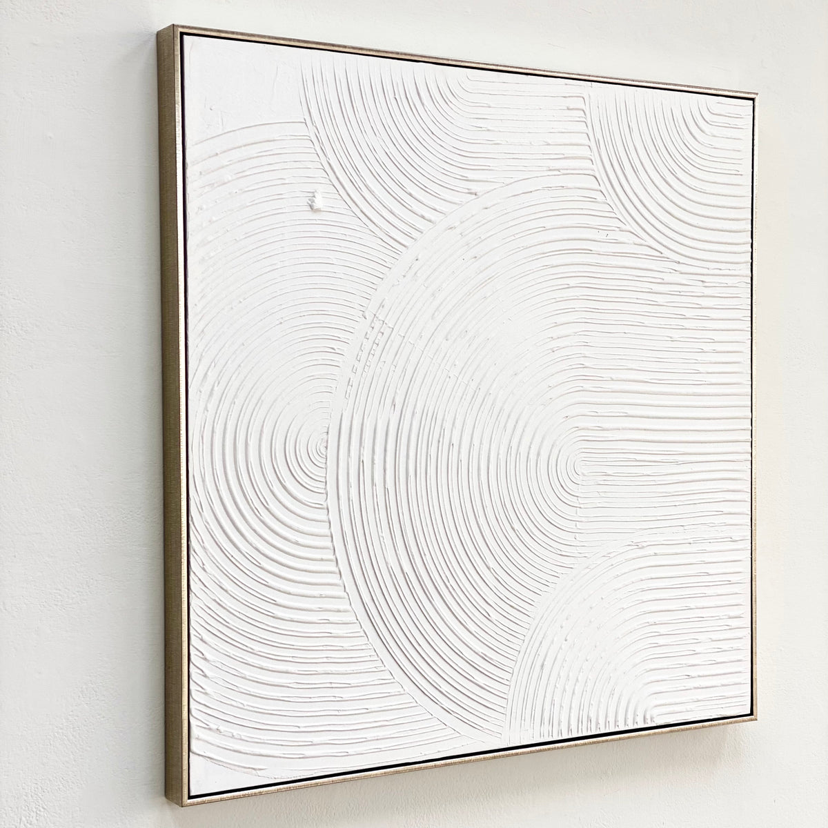 Textured Mid Century White Arcs Canvas Wall Art