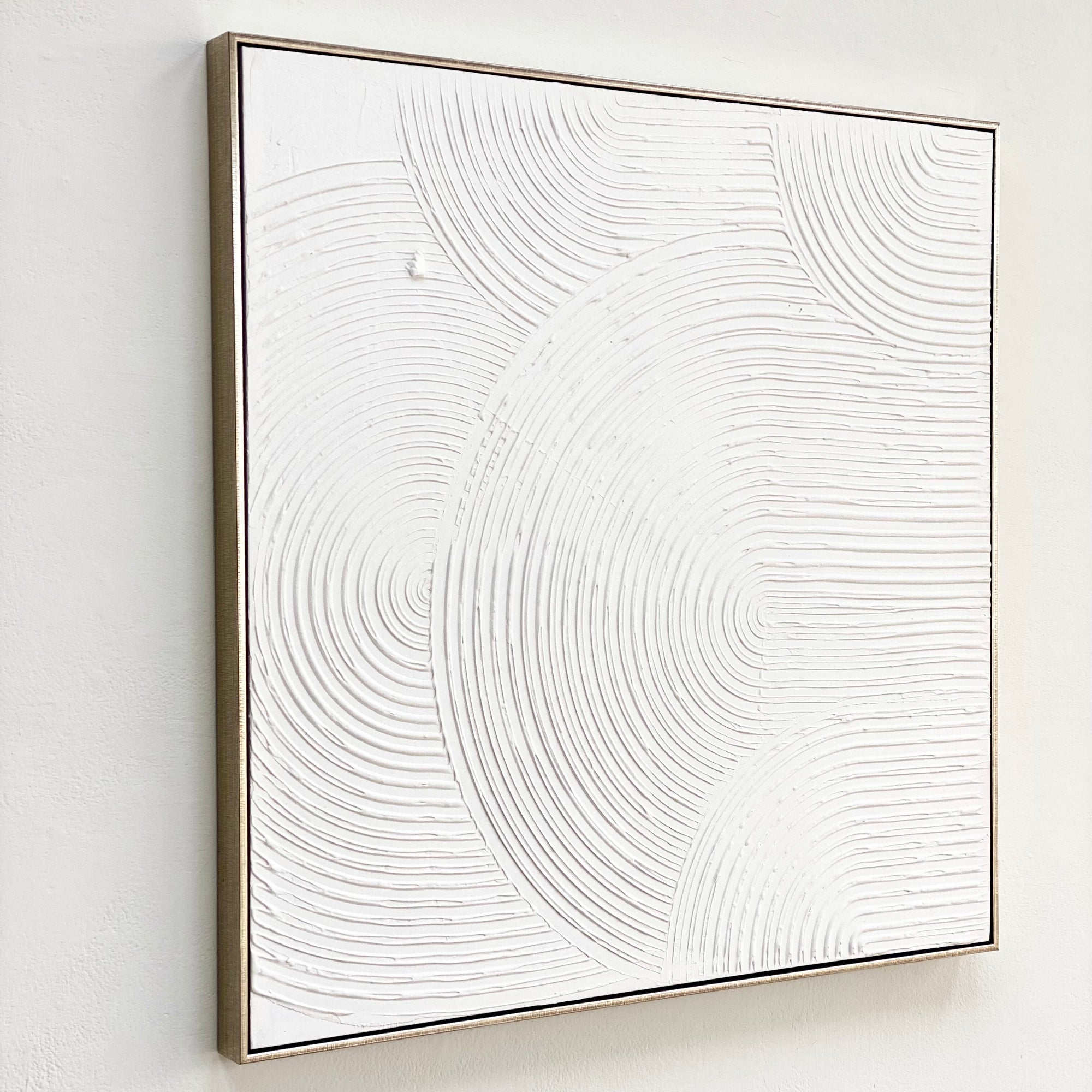 Textured Mid Century White Arcs Canvas Wall Art
