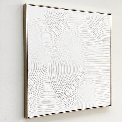 Textured Mid Century White Arcs Canvas Wall Art