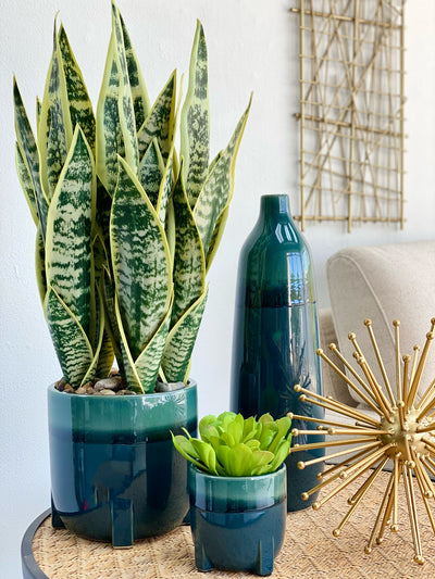 Blended Teal Ceramic Tall Bottle