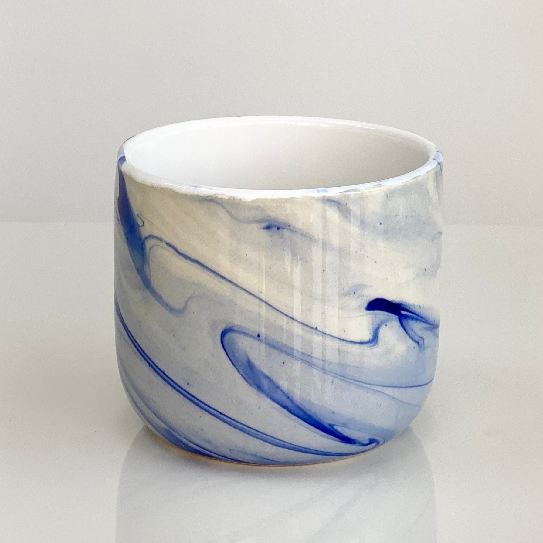Ceramic Round Pot Abstract Blue Design