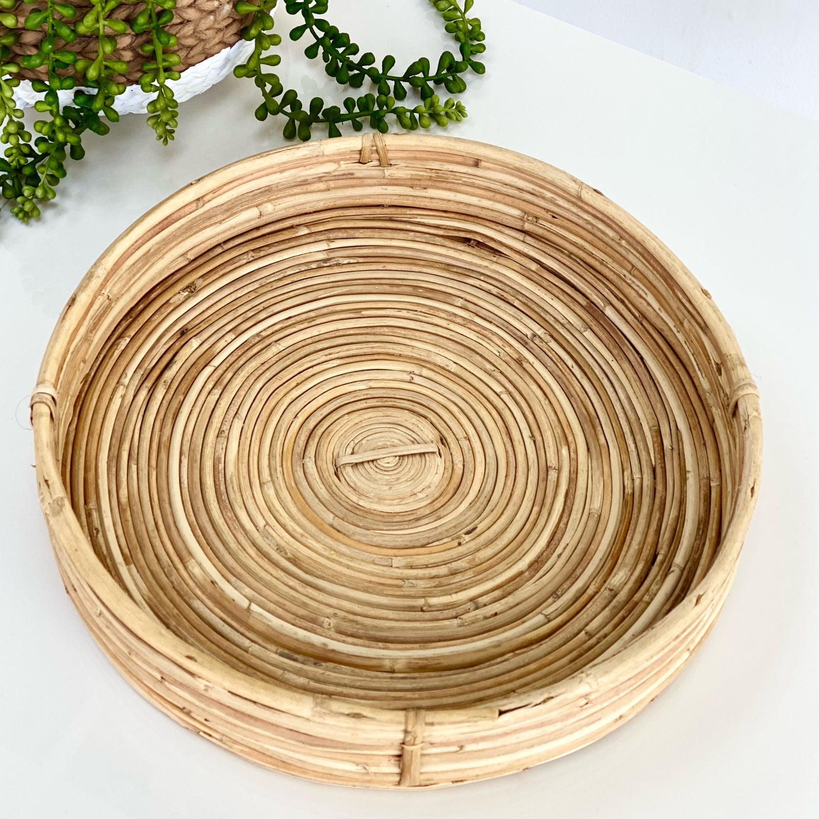 Large Round Cane Tray.
