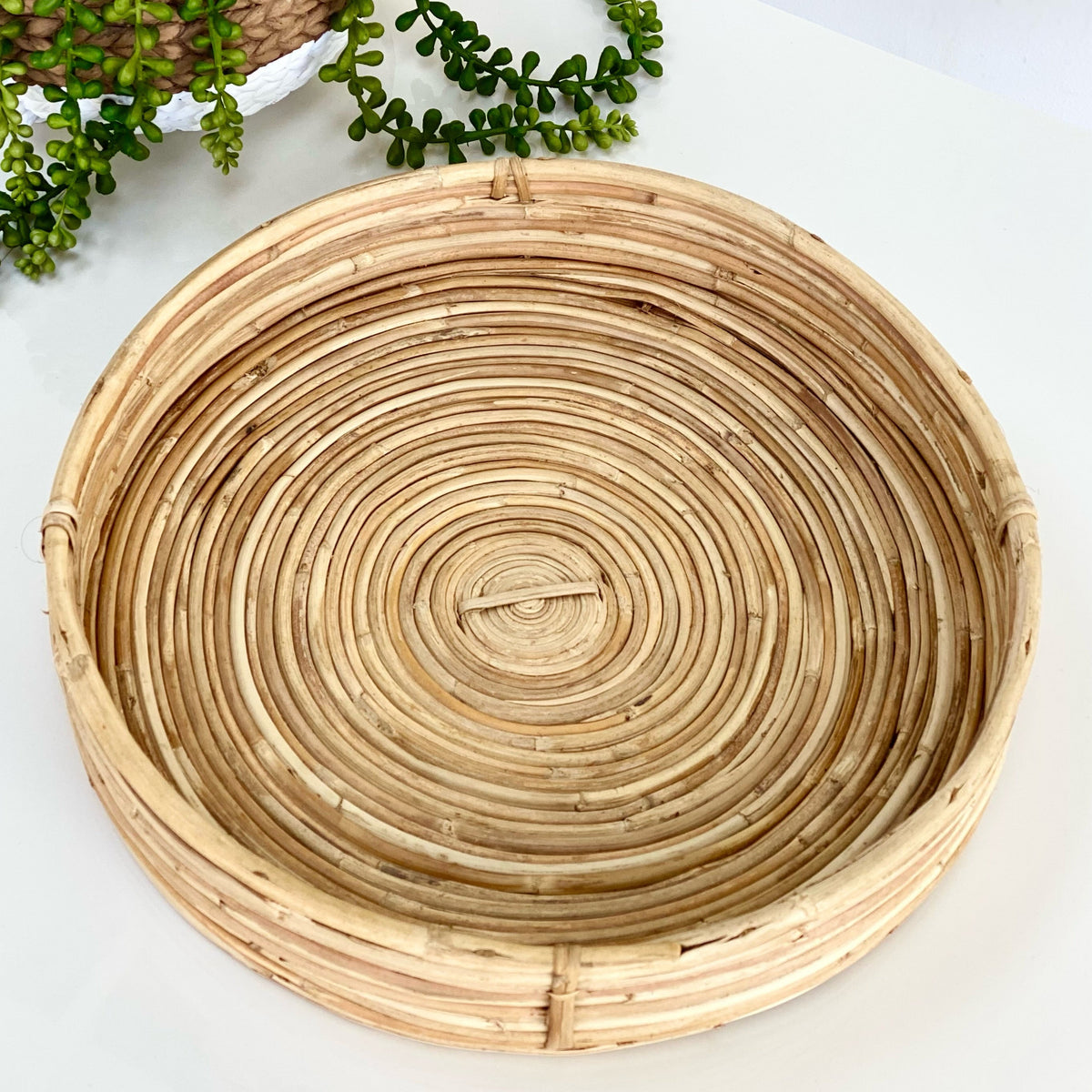 Small Round Cane Tray