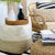 Jute and Coconut Ivory Natural Square Ottoman