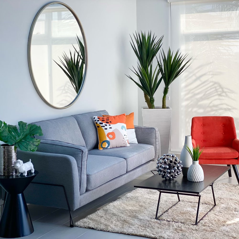 Moderna Metal Silver Frame 48" Round Mirror