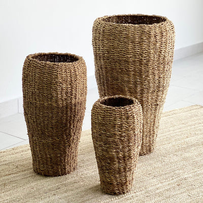 Round Conical Top wicker & Iron Frame Planter