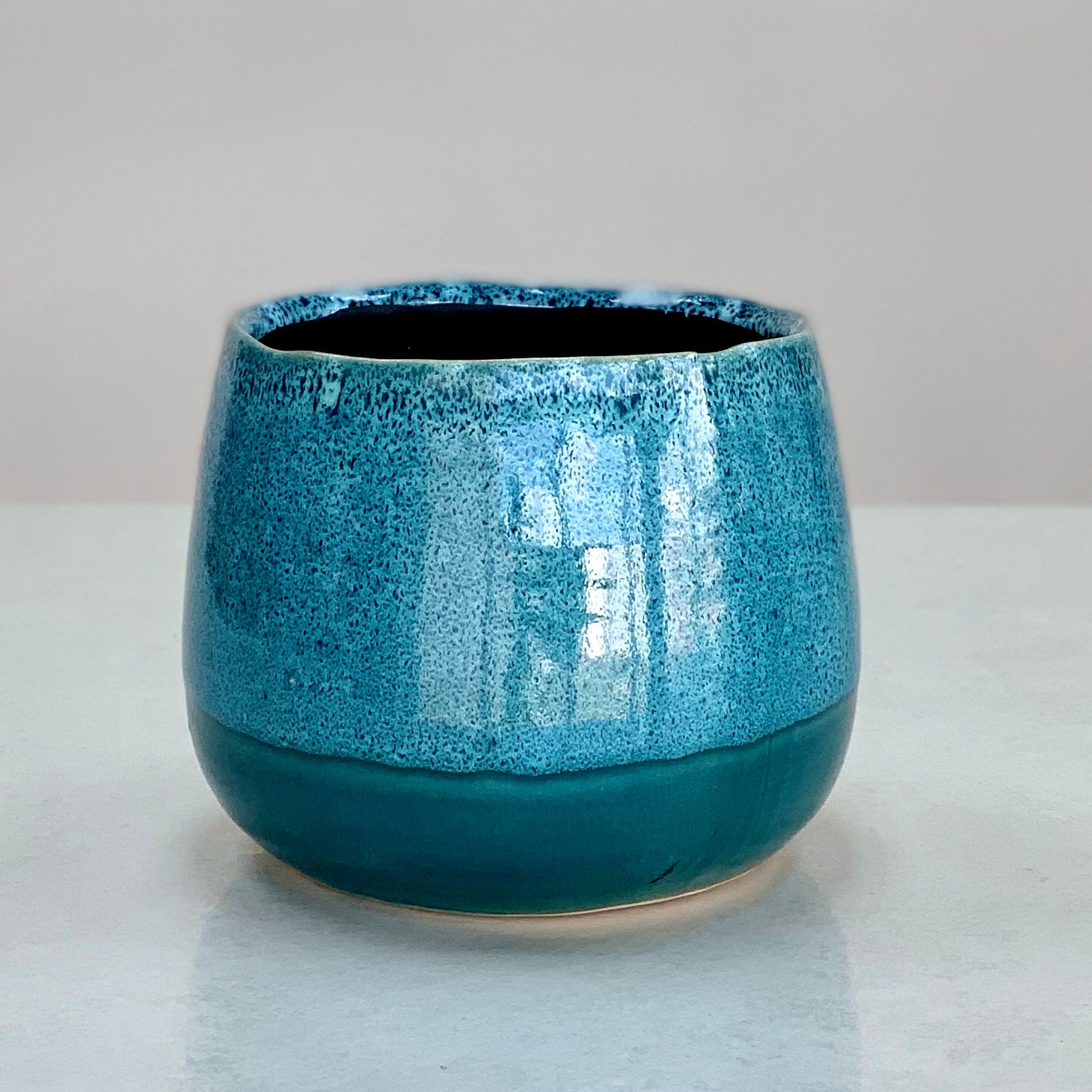 Ceramic Bellied Washed Blue Vase