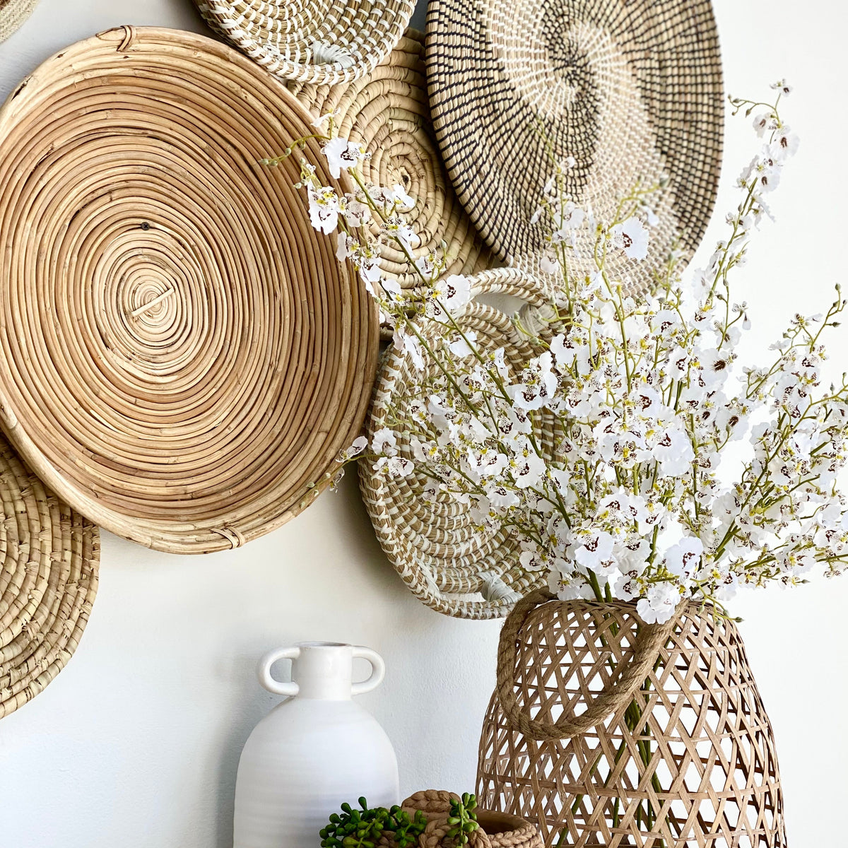 Large Round Cane Thali Plate