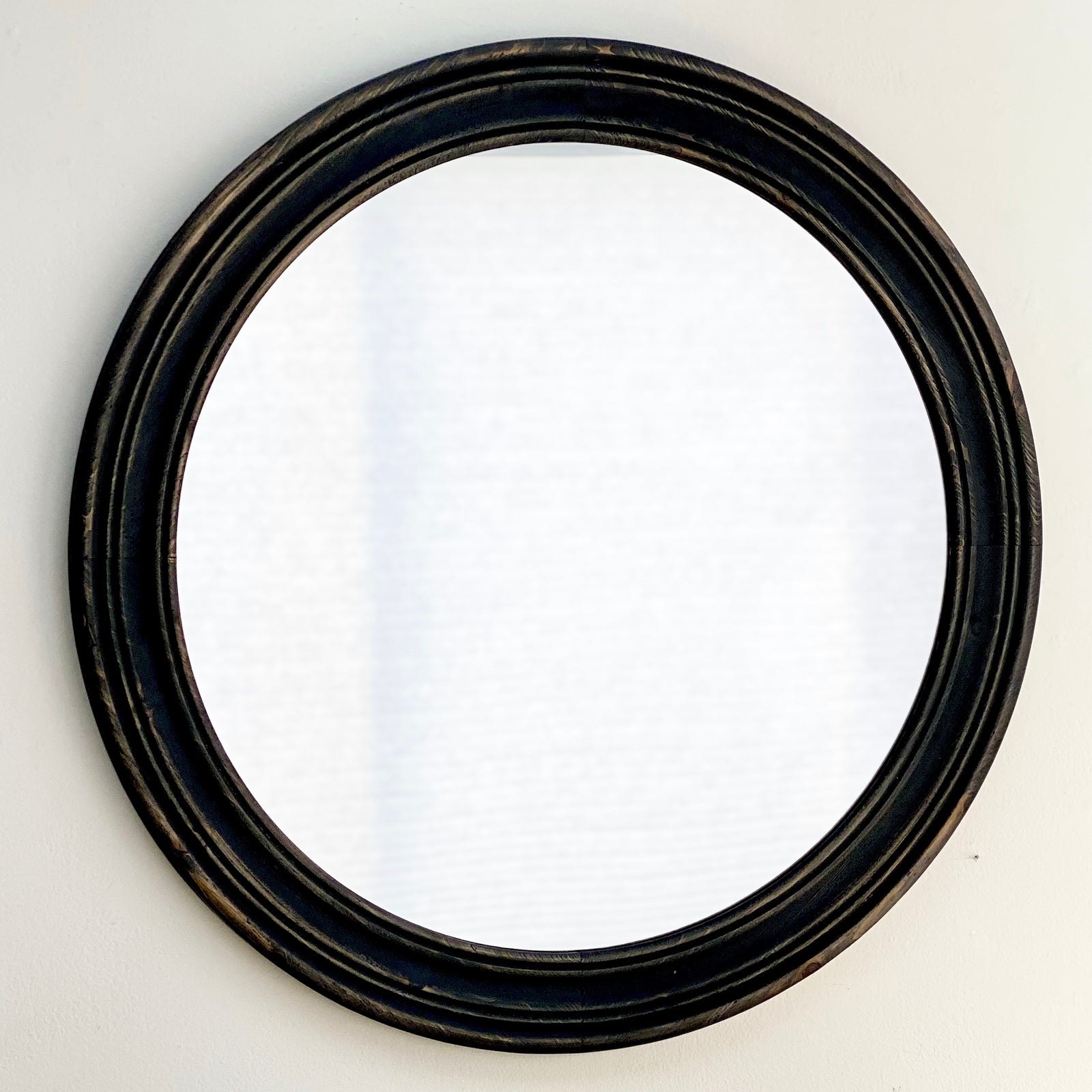 Antique Black Round Mirror