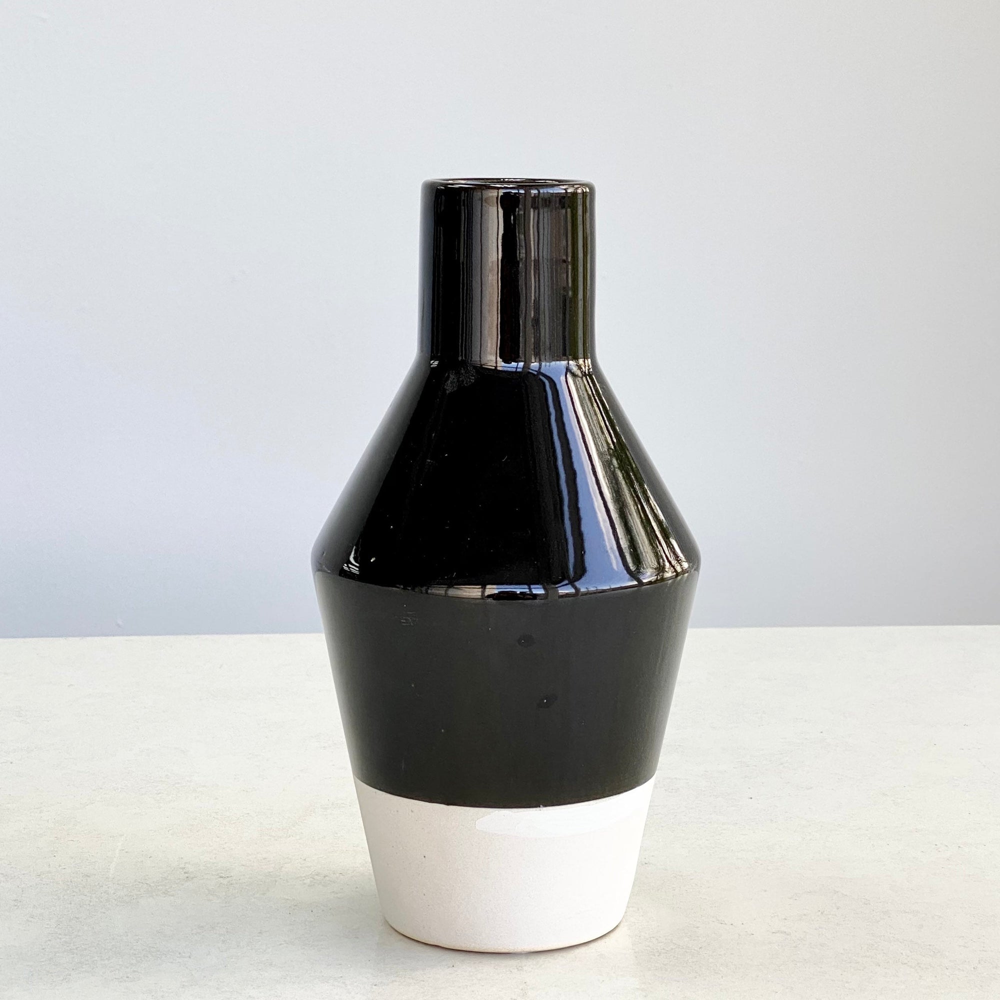 Round Curved Black Vase