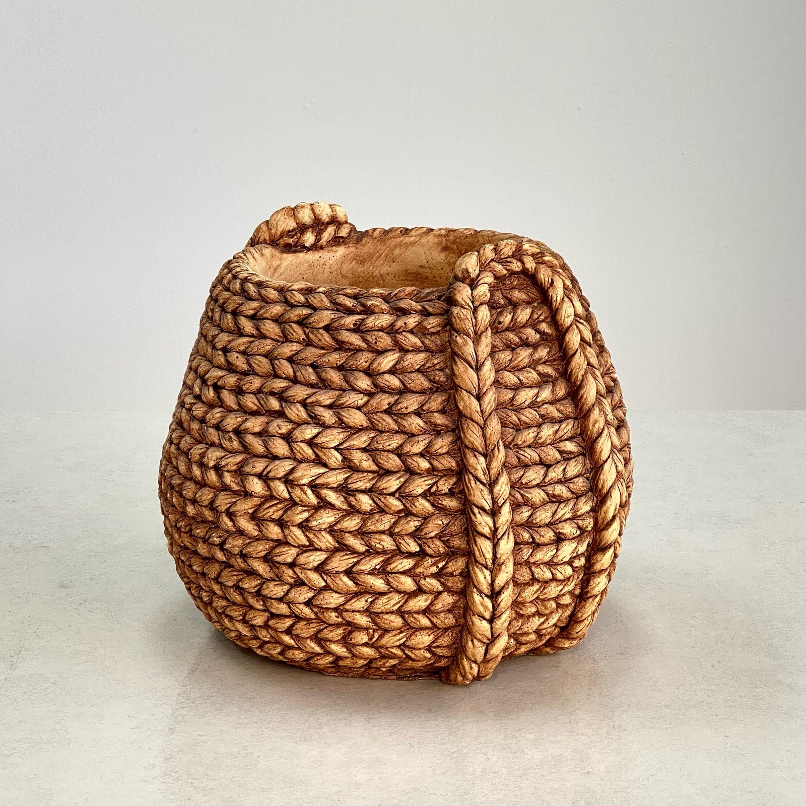 Cement Vase Rattan Design
