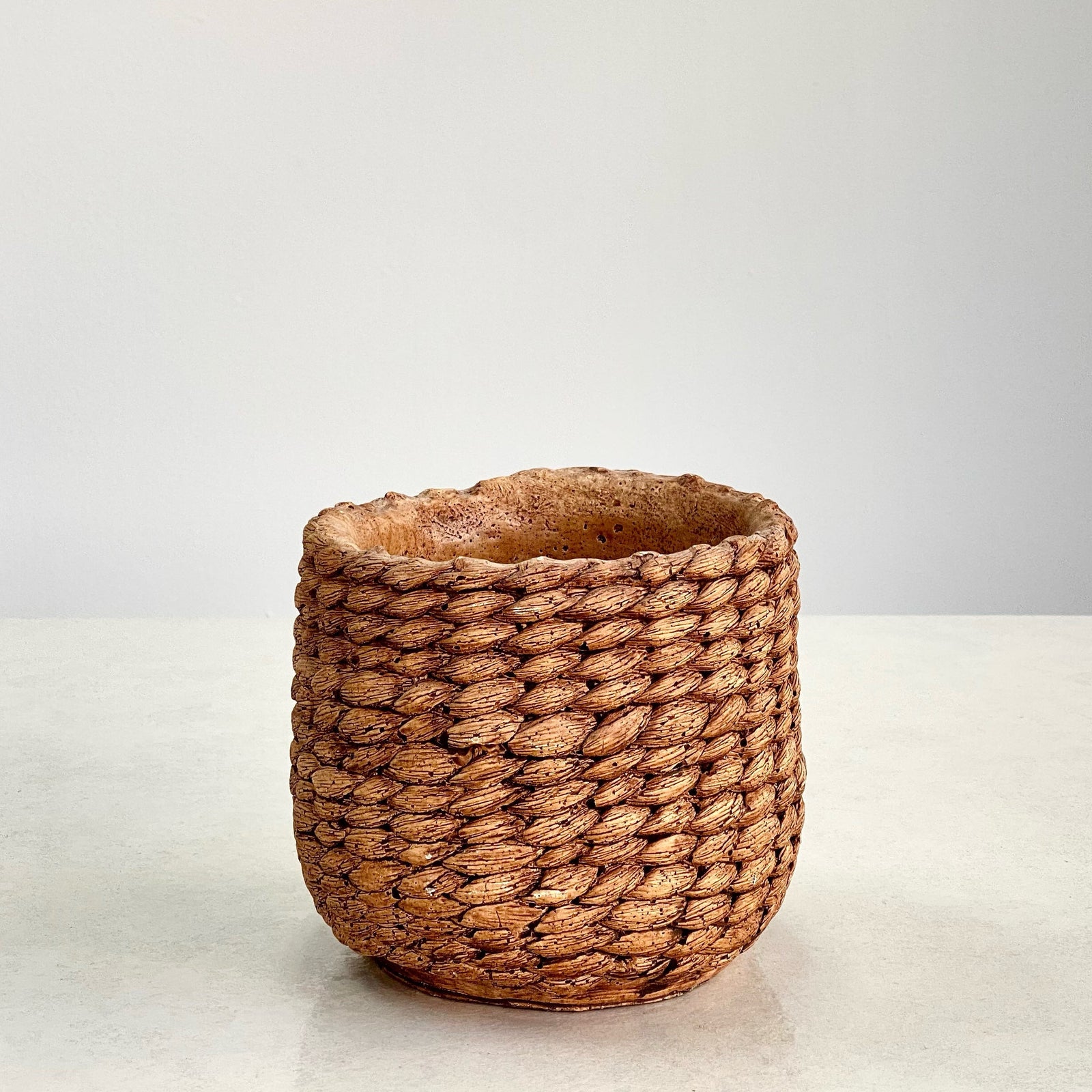 Cement Vase Rattan Design