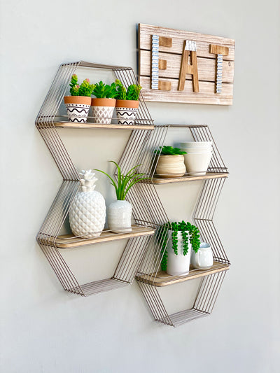 Double Hexagon Wall Shelf