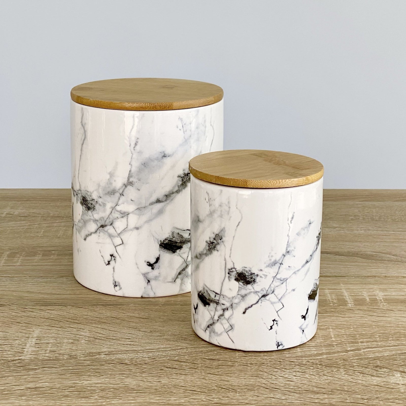 Ceramic Round Marbleized Canister Set