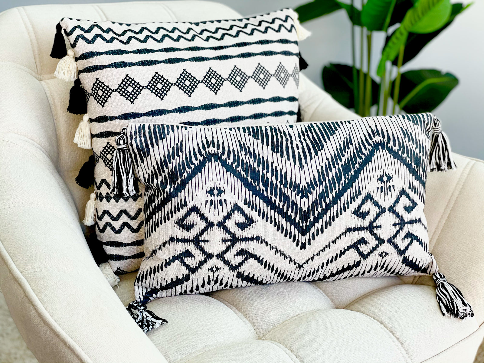 Black Boho Long Pillow