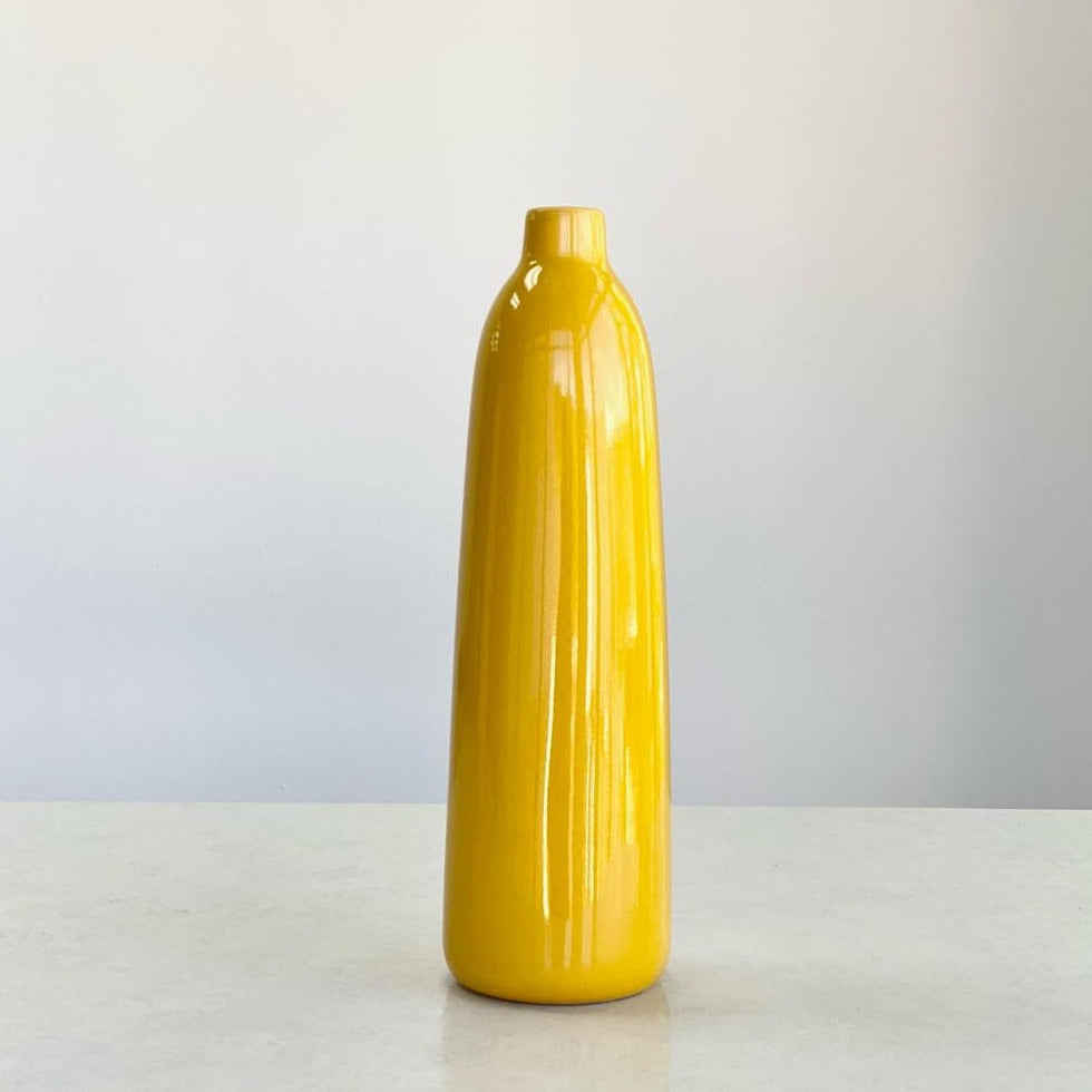 Ceramic Bottle Yellow Vase