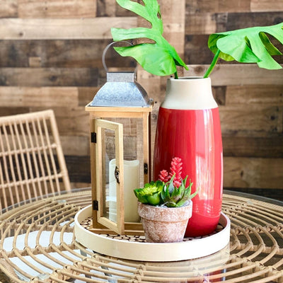 Large Round Red Ceramic Vase