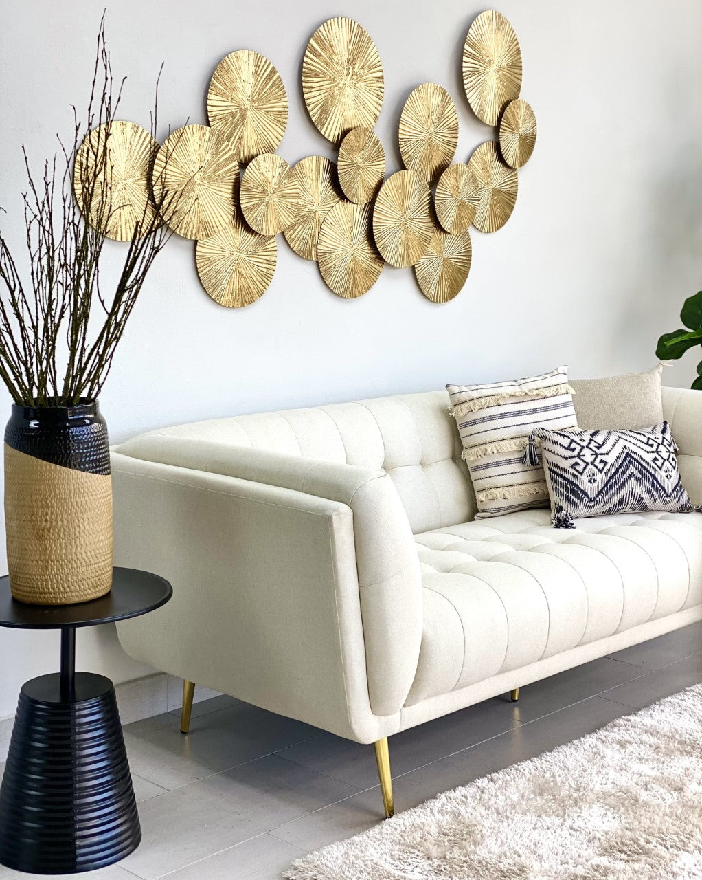 Multi Disc Golden Metal Wall Art