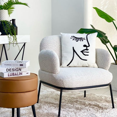 Ivory Pillar Accent Chair