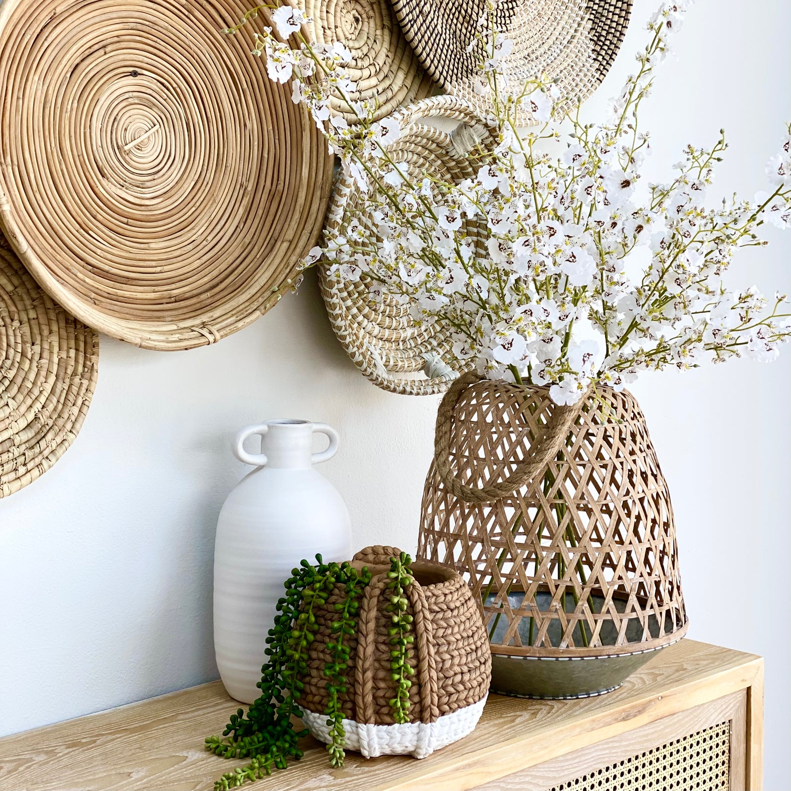 Bamboo Lantern Galvanized Metal Tapered Bottom