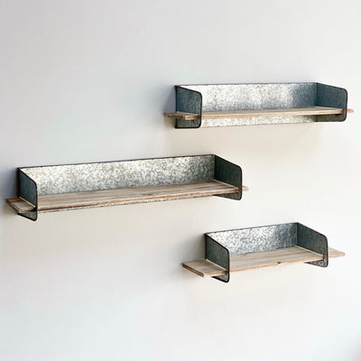 Natural Metal Shelves Set of Three